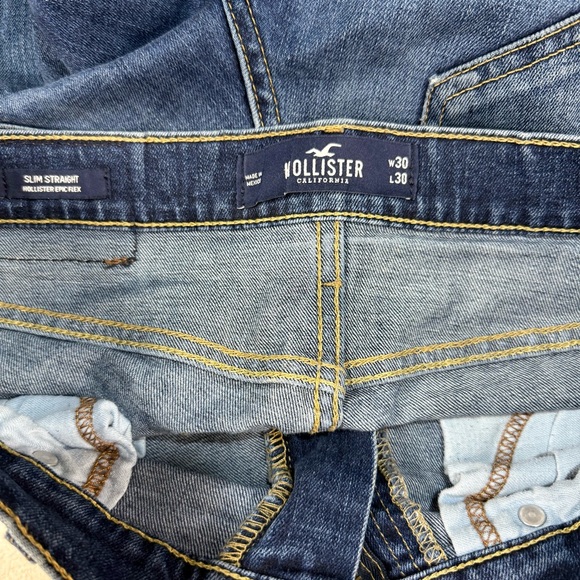 Hollister Women's Blue Denim Slim Straight Leg Jeans Medium Wash - Picture 3 of 8